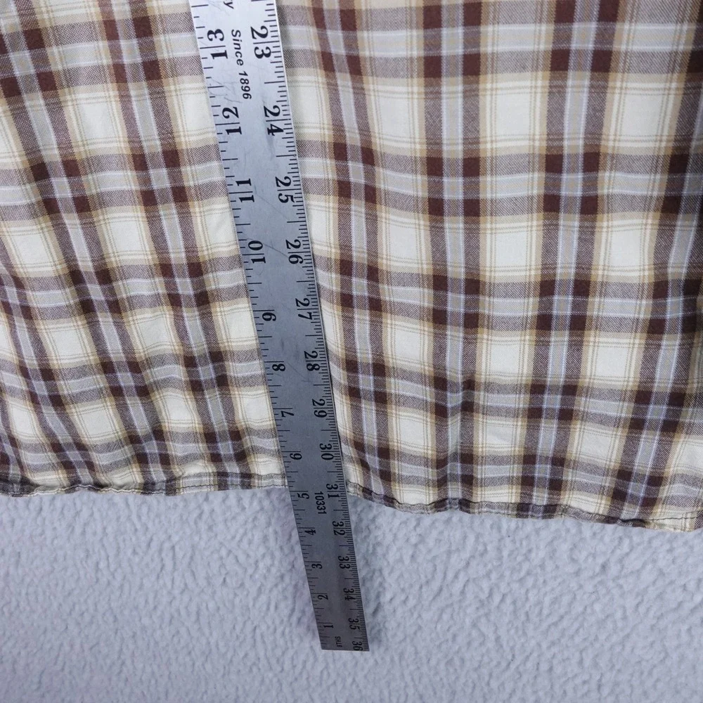 Carhartt Mens Relaxed Fit Plaid Long Sleeve Button Down Shirt Brown 2XL